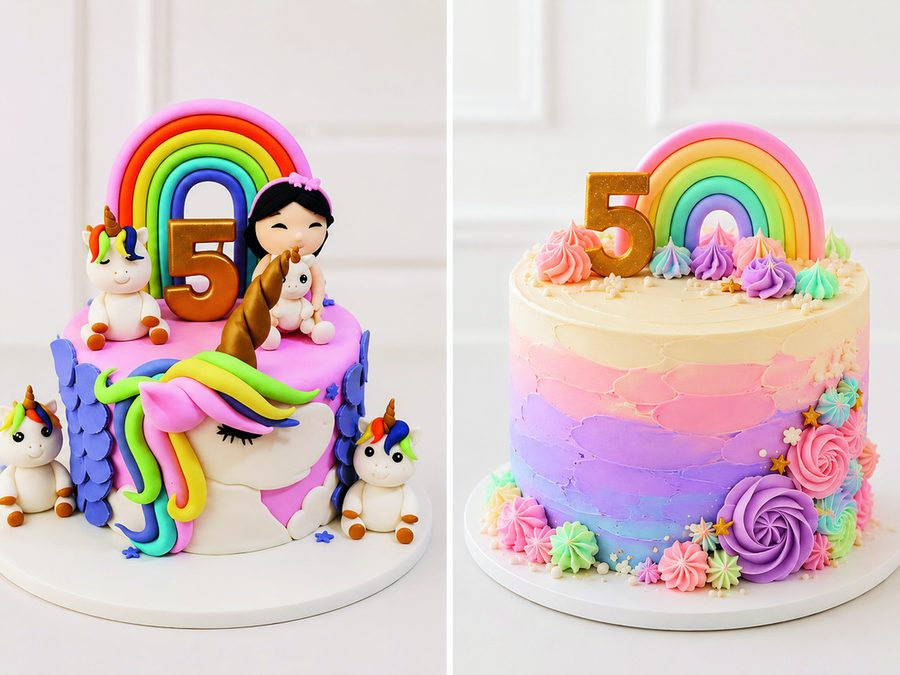 Birthday cake bertema unicorn dan angka